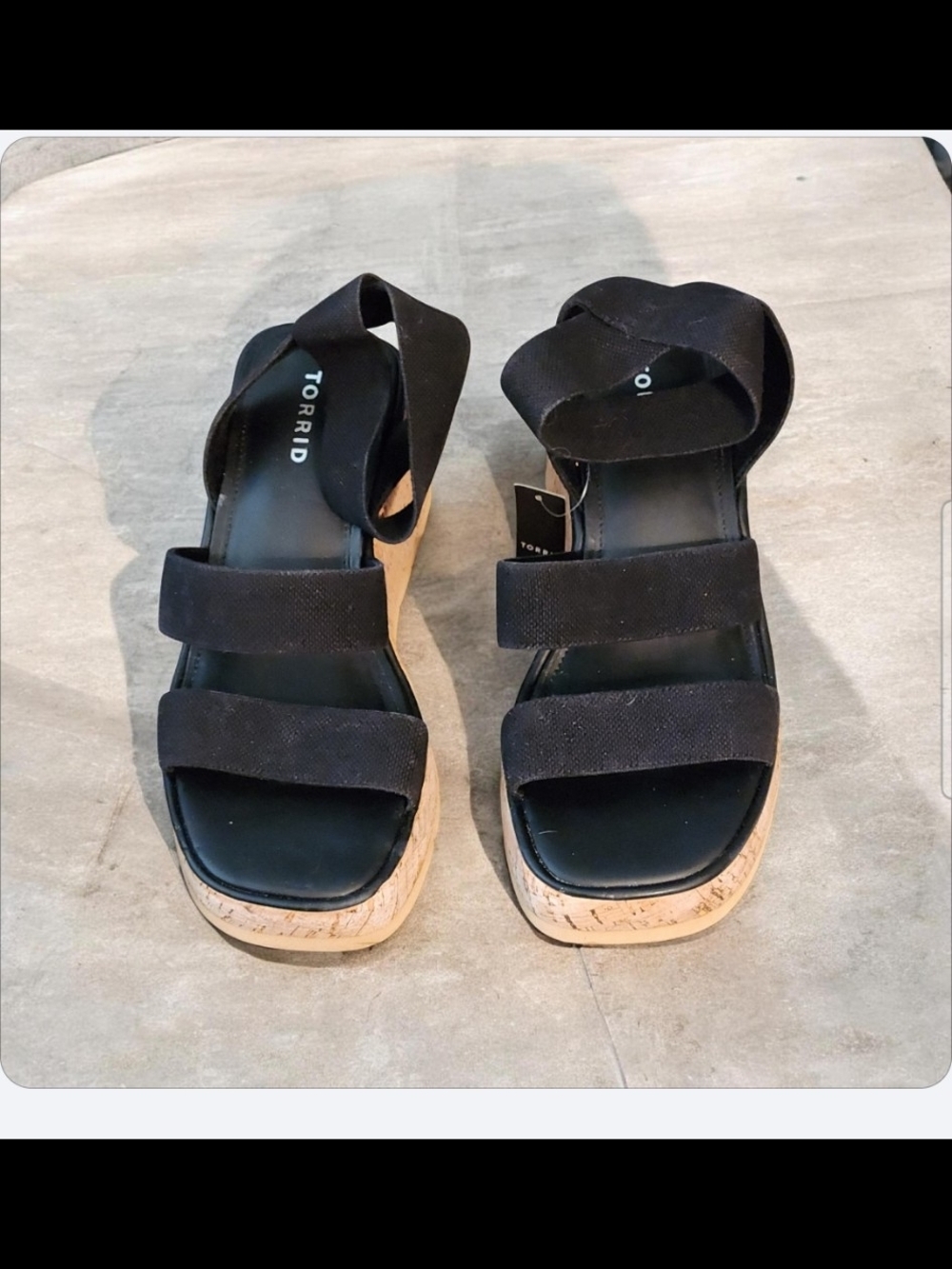 torrid Black Cork Platform Strap Sandals WW>New But No Box